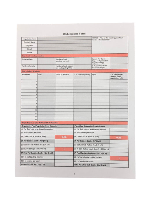 Club Builder Pad (Count 50)