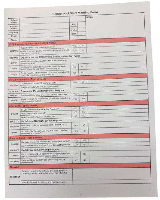 School Kickstart Meeting Pad (Count 50)