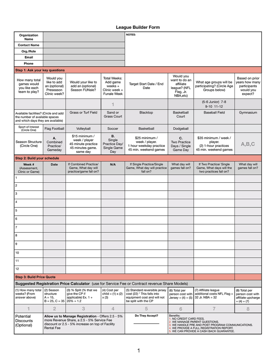 League Builder Pad (Count 50)