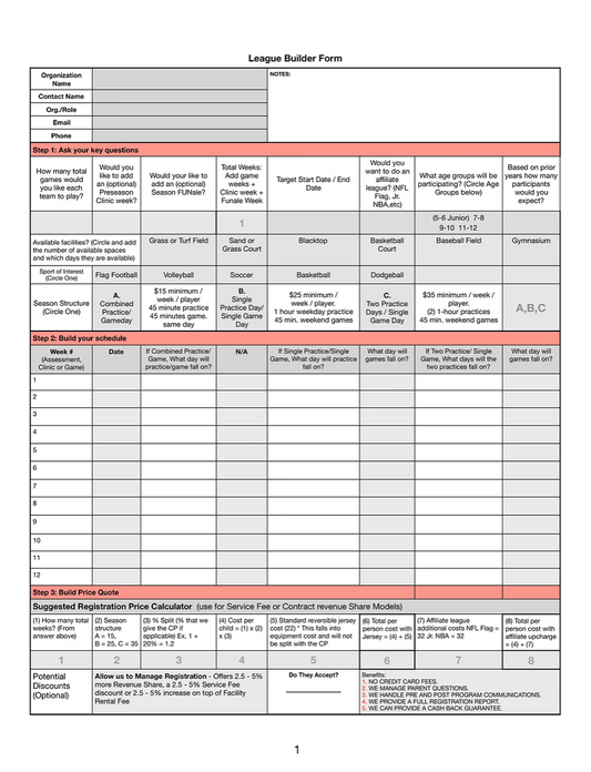 League Builder Pad (Count 50)